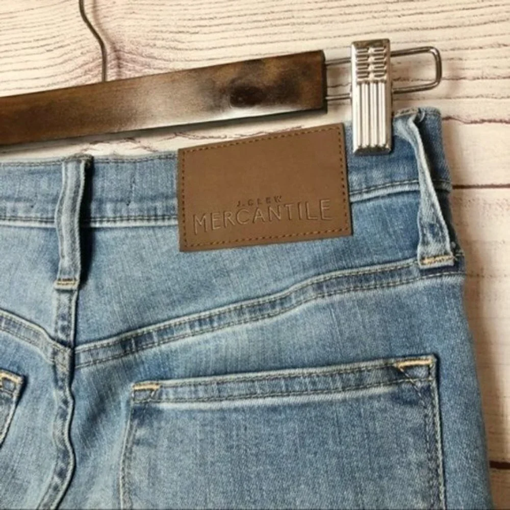 J. Crew Mercantile High Rise Raw Hem Light Wash Skinny Jeans‎ 25